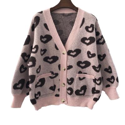 China New Design Autumn And Winter Sweater Pattern Cardigan Button Sweater Women Loose Anti-pilling Large Size Cardigan Sweater for sale