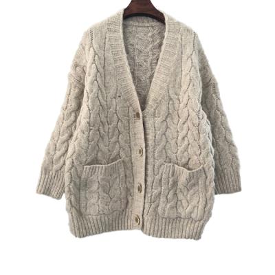 China High Quality Anti Shrink Knitted Cardigan Fashion Custom Ladies Long Sleeve Button Cardigan Sweater Jacket OEM for sale