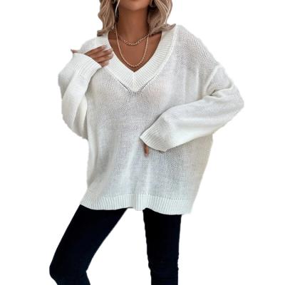 China Wholesale New Women's Anti-wrinkle Solid Color V-Neck Sweater Long Sleeve Knitted Sweater for sale