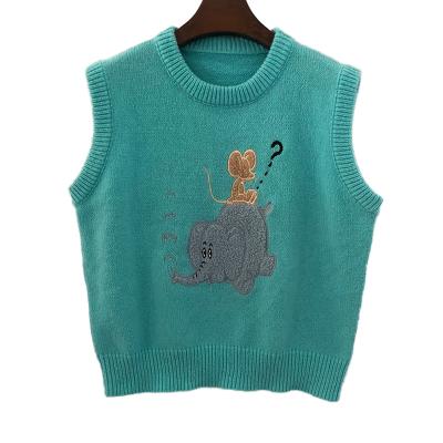 China 2021 New Women's Vest Knitted Sweater Print Cartoon Pattern Girl Sweater QUICK DRY for sale