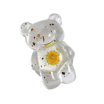 China Adjustable Transparent Telescopic Acrylic Enamel Laser Enamel Bear Flower Specimen Griptok Specimen Griptok Mobile Stand Stand For iPhone for sale