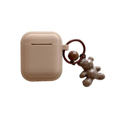 China Fashion Parts Shape Coffee Color Little Bear Pattern Waterproof Shockproof Glossy Wireless Earphone Case Cover For Airpods 1 2 3 pro for sale