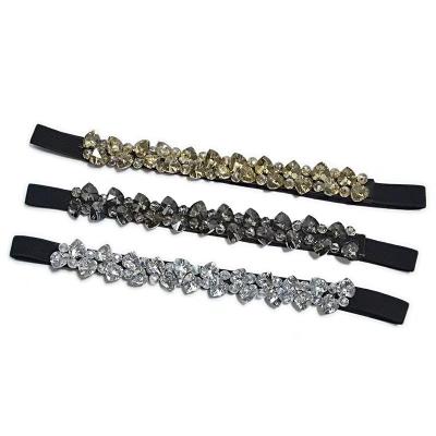 China Fanshion Elastic Rhinestone Belts For Women Dresses Full Crystal Gem Black Female Waist Belt For Dress for sale