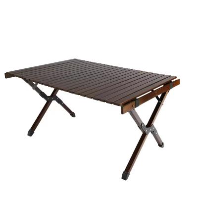 China Small Modern Easy Assembly Party BBQ Outdoor Camping CDN 12 Table Folding Egg Roll Wooden Table for sale