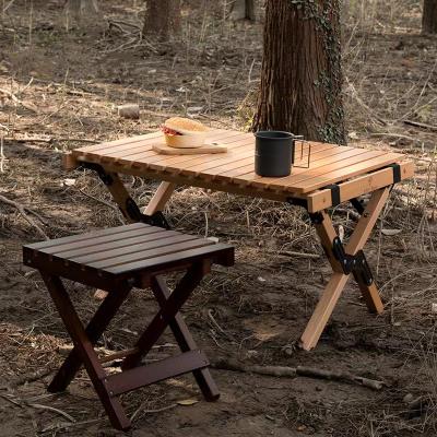 China Stable Structure Material Wood Easy Storage Modern Built-in Camping Egg Roll Foldable Table for sale