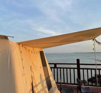 China Diagonal Bracing Type Best Selling Windproof Small Canvas Luxury Family Tent For Outdoor Entertainment for sale