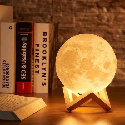 China 2020 Modern Moon Night Light LED 3D Printing Moon Lamp With USB Charging Creative Home Decor Holiday Present for sale