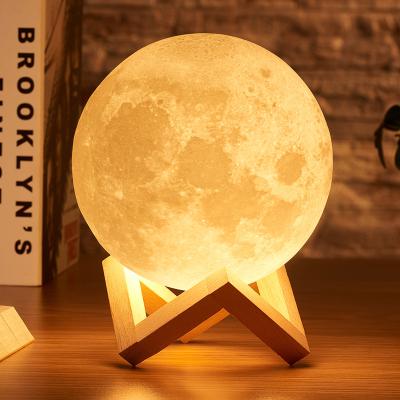 China 15cm 5.9in 16 Colors 15cm 5.9in Bedroom Bookcase Night Light 16 Decoration Rambery 3D Printing Moon Lamp With Remote Home Decor for sale