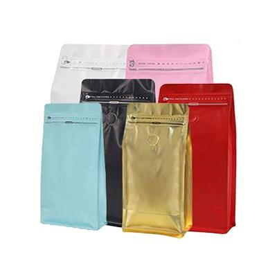 China Recyclable Custom Printed Flat Bottom Coffee Wrapping Paper Coffee Bags Empty Food Plastic Packaging for sale