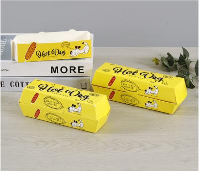 China Recycled Materials Customized Disposable Rectangular Cheese Hot Dog Packaging Crate Egg Pouch Sausage Cardboard for sale