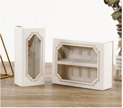 China Recycled Baking Paperboard Cake Materials Custom Transparent Western Window Cookie Paper Drawer Type Cookie Boxes White Packaging for sale