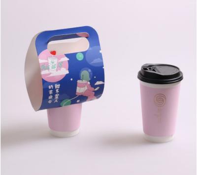 China Recycled Materials Manufacturers Wholesale Custom Printed Disposable Paper Holder Cup Coffee Milk Tea Mobile To-Go Packaging Bottle for sale