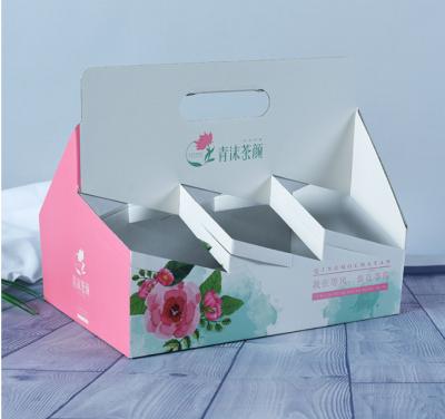 China Materials Wholesale Food Double Layers Recycled Corrugated Paper Cup Milk Tea Packaging Can Be Printed Portable Kraft Paper Holder Frame Cardboard for sale