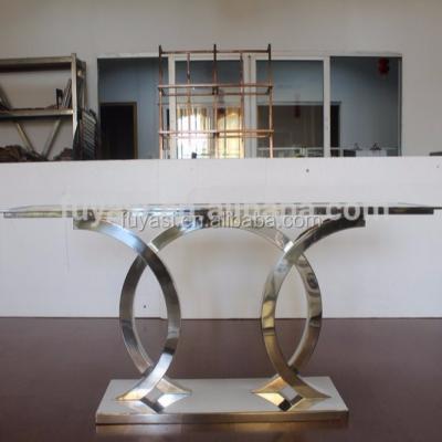 China STAINLESS STEEL GLASS CONSOLE TABLE CONSOLE TABLE STAINLESS STEEL CONSOLE TOP STYLE MODERN CONSOLE for sale