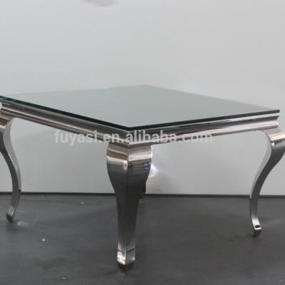 China Stainless Steel Clear Glass Full Cafe Coffee Table Top Side Table for sale