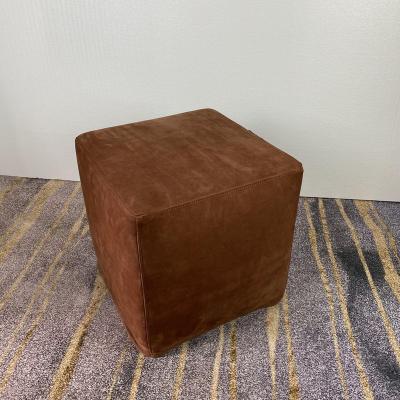 China Mid Century Nubuck Stool Leather Square Stool for sale