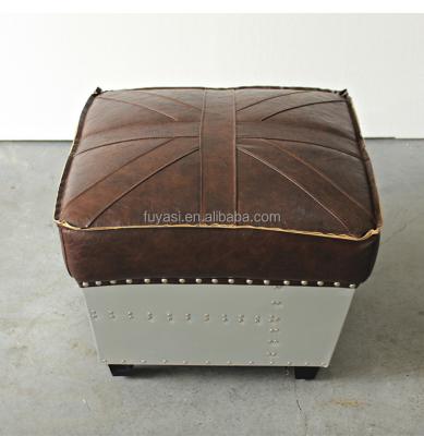 China Removable Cover Genuine Leather With Foot Aluminum Covered Stool for sale