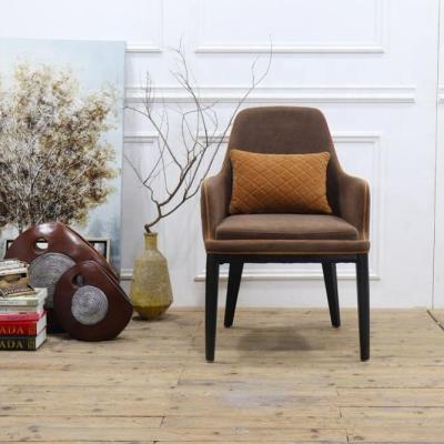 China Dining Chair Solid Wood Color Black Legs With Orange Velvet Fabric Upholstery Dining Chair Banquet Chair for sale