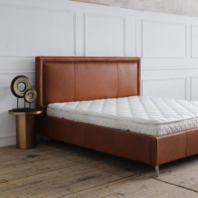 China Hotel Style Wall Bed Vintage Brown Europe King Size High Project Leather Headboard Bed for sale