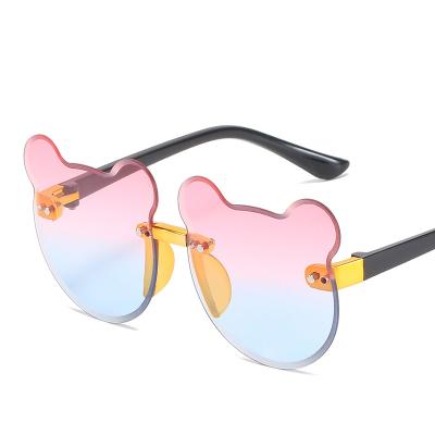 China Wholesale Custom Kids Sun Glass Sunglasses Fashion Baby Bear Kids Girls Jelly Colorful Gradient Cute Boys Sunglasses Rimless Kids Sun Glasses for sale