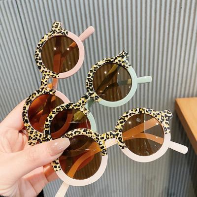 China Fashion Sunglasses Lucky Children Leopard Print Sun glass boy girl round frame the retro shading children's sunglasses for sale