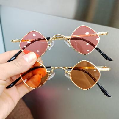 China Wholesale Custom Kids Sun Glass Sunglasses Shape Rhombus Kids Sunglasses Small Metal Frame Kids Sunglasses Fashionable Sun Glasses For Kids for sale