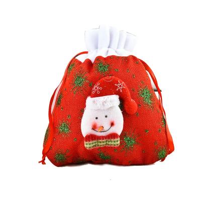 China Folding 2021 hot sale 3d drawstring pouches cute kids treat bags for holiday decorations storage bag Christmas gift bag for sale