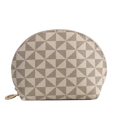 China Wholesale High Quality Leather Bag Retro Shell Slim Wallets RFID PU Makeup Mini Coin Purse Minimalist Lattice for sale