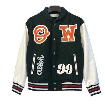 China Double Color Patchwork Breathable Custom Patch Embroidered College Bomber Flight Jacket For Men for sale