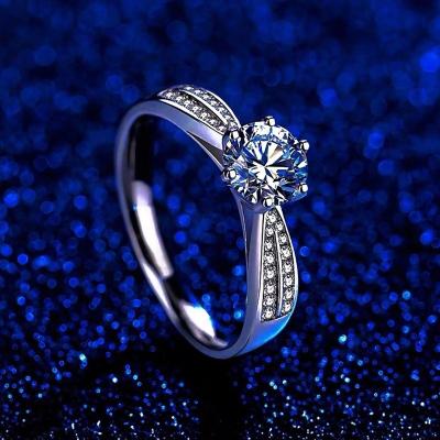 China Vintage Fashion Jewelry Silver Micro Pave Cubic Eternity Ring Copper Cubic Zircon Stunning Zircon Solitaire Ring for sale