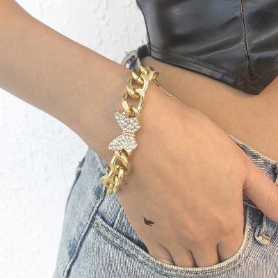 China FASHIONABLE Minimalist Zircon Rhinestone Box Chain Bracelet Adjustable Micro Inlaid Diamond Crystal Butterfly Charms Bracelet for sale