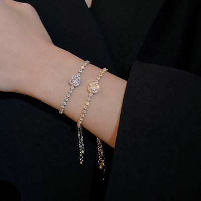 China FASHIONABLE Luxury Ladies Bangle Adjustable Pendants Charm Fashion Crystal Rhinestone Tennis Shiny Elegant Bangle Bracelet for sale