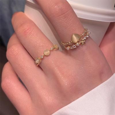 China Casual/Sporty Soft Opal Ring for Women Fashion Finger Jewelry Adjustable Opening Finger Ring Shiny Gem Stone Finger Ring Gift for Women for sale