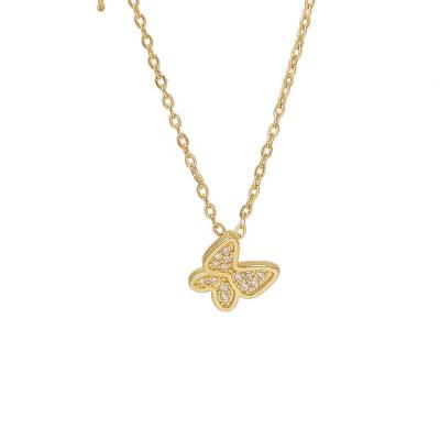 China Diamond Butterfly Necklace Trend Micro-Inlaid CLASSIC Zircon Design Clavicle Chain Exquisite Minimalist Necklace for Women for sale