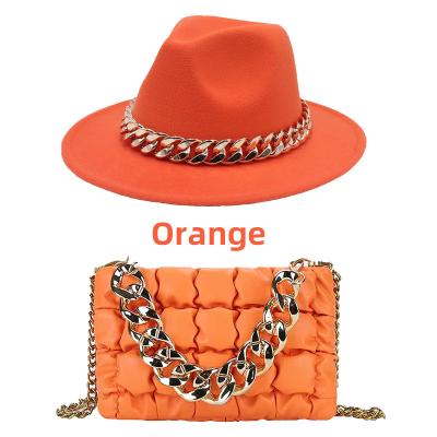 China Other Summer Fedora Hat Chain Crossbody Sling Bags Shoulder Bag Purse Sets Hat and Purse Women's Luxury Handbags Handbags for sale