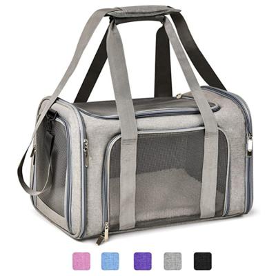 China Fashion Large Capacity Cat Dog Food Carrier Pet Travel Portable Breathable Duffel Bag With Mesh Custom Duffel Bags for sale