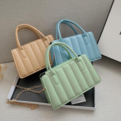 China High Quality New Style Solid Color Fashion Grid Women's Tote Bag Shoulder Bag Women's Ladies Handbags Retro for sale