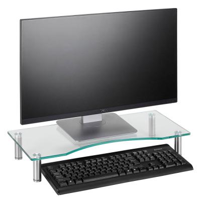 China Adjustable Clear Size Tempered Glass Adjustable Clear Height Adjustable Monitor Riser Stand PC Monitor Stand Imac Imac Stand for sale