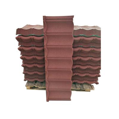 China Contemporary Competitive Colorful 1340*420mm Stone Coated Metal Roof Tile for sale