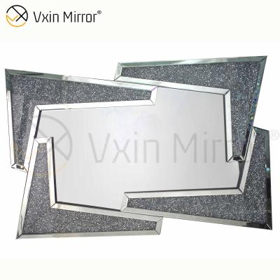 China Modern vxin wall decorate WXM-1757 Silver Crushed Diamond Wall Hanging Mirror for sale