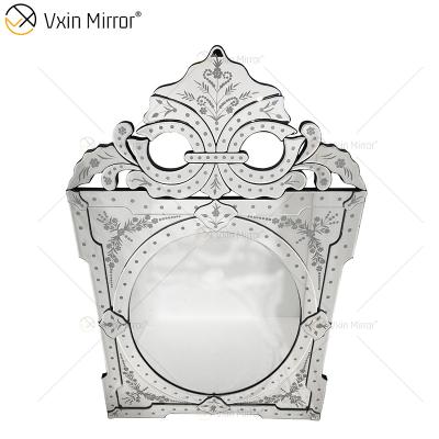 China VXin Mirror Factory Supply WXMV-058 Contemporary Stylish Venetian Rectangular Wall Mirror With Etched Scrolls And Framed Flowers for sale