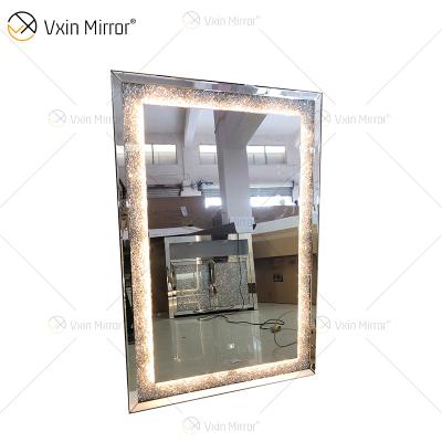 China Modern Design WXM-2593 LED 3 Color LED Light Mirror Top Diamond Elegant Makeup Mirror Salon Mirror for sale