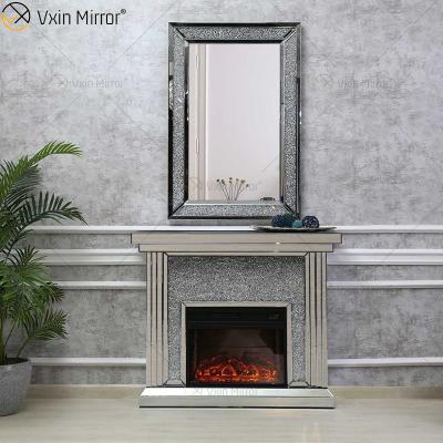 China Modern Home Decor WXWF-1104 Crushed Diamond Modern Mirror Fireplace for sale