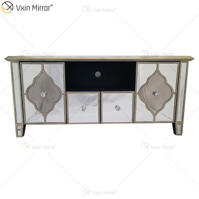 China (Other) Berlin Furniture WXF-680 Anti Ornate Gold Champagne Adjustable TV Stands Cabinet with 2 Drawers and Doors for sale