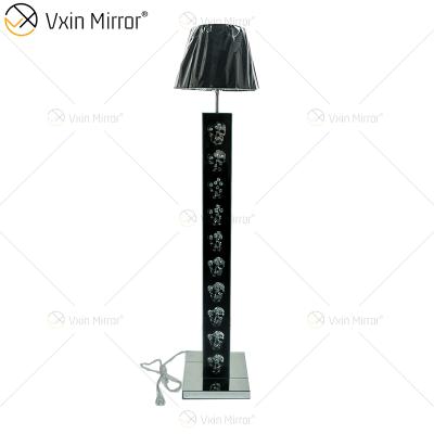 China WXFL-027 EUROPEAN Style Gothic Living Room Silver Crystal Floor Standing Lamp With Lamp Shade For Hotel Mirror Lamp for sale