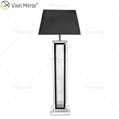 China WXFL-056 Modern Stylish Silver Modern Crystal Black Frame 3D Living Room Mirrored Floor Lamp Mirror Standing Lamp for sale