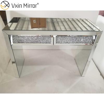 China (Other) VXin WXWF-710 Adjustable Mirrored Console Table Two Drawer Crushed Diamond Beval Silver Side Table for sale