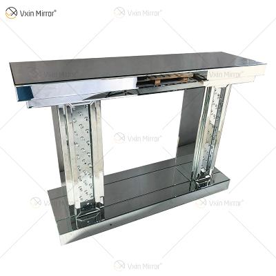 China (Other) WXWF-531 Pillar Console Hall Hallway Table Adjustable Luxury Floating Crystal Mirrored Console Table for sale