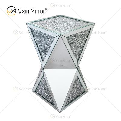 China Factory Supply WXWF-953 Diamond Side Small Venetian Modern 3D Table Mirrored Corner Table for sale