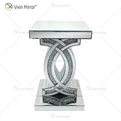 China Modern Silver Heart Decor Factory Supply Vxin End Table Diamond Mirror Side Table WXF-134 for sale